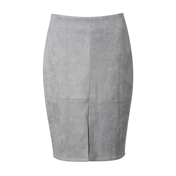 NEW! Gray Suede Skirt - Picture 3 of 5